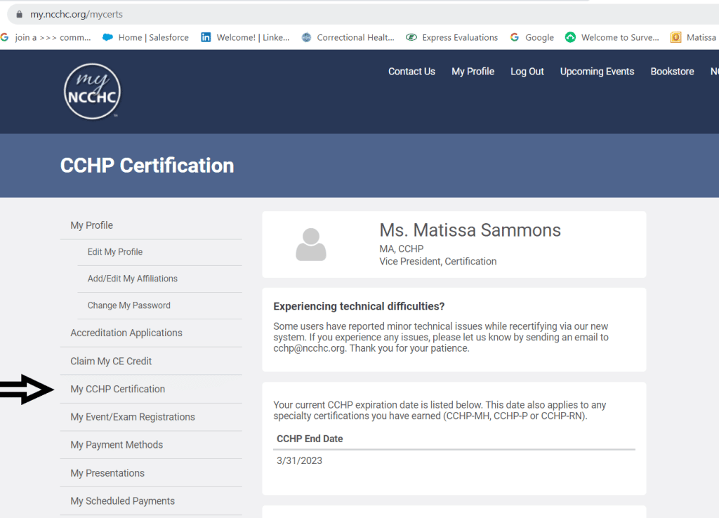 login step 1 my certification